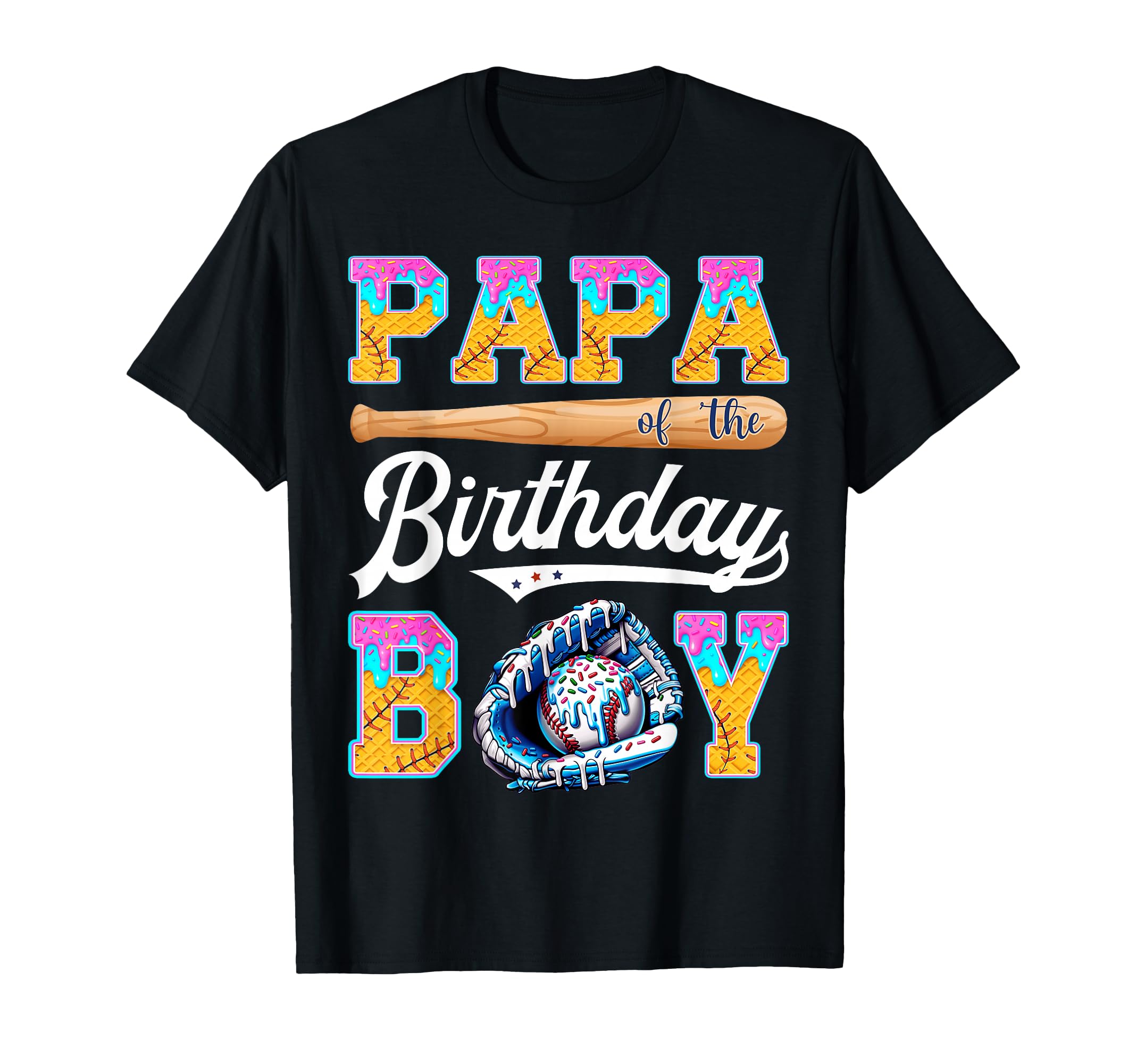 Papa Birthday Baseball Ice Cream T-Shirt - Aesthetic Graphic Men Women - T-Shirt, Sweatshirt, Hoodie