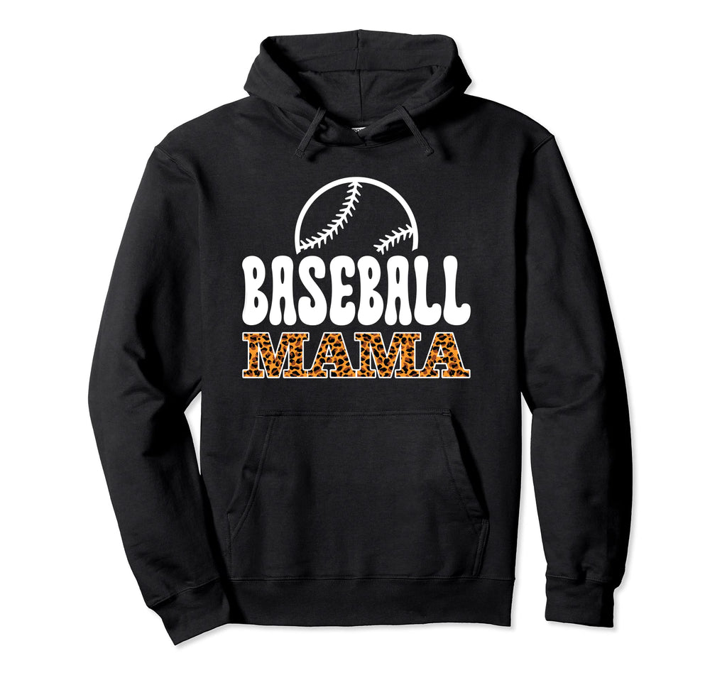 Baseball Mama Mom Leopard Letters Sports Hoodie - Unique Graphic Unisex - T-Shirt, Sweatshirt, Hoodie