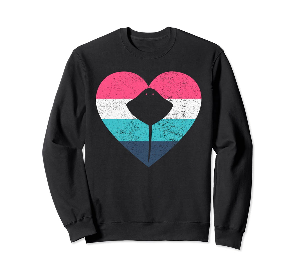 Love Stingray Heart Distressed Sweatshirt - Custom Art Print Men Women - T-Shirt, Sweatshirt, Hoodie