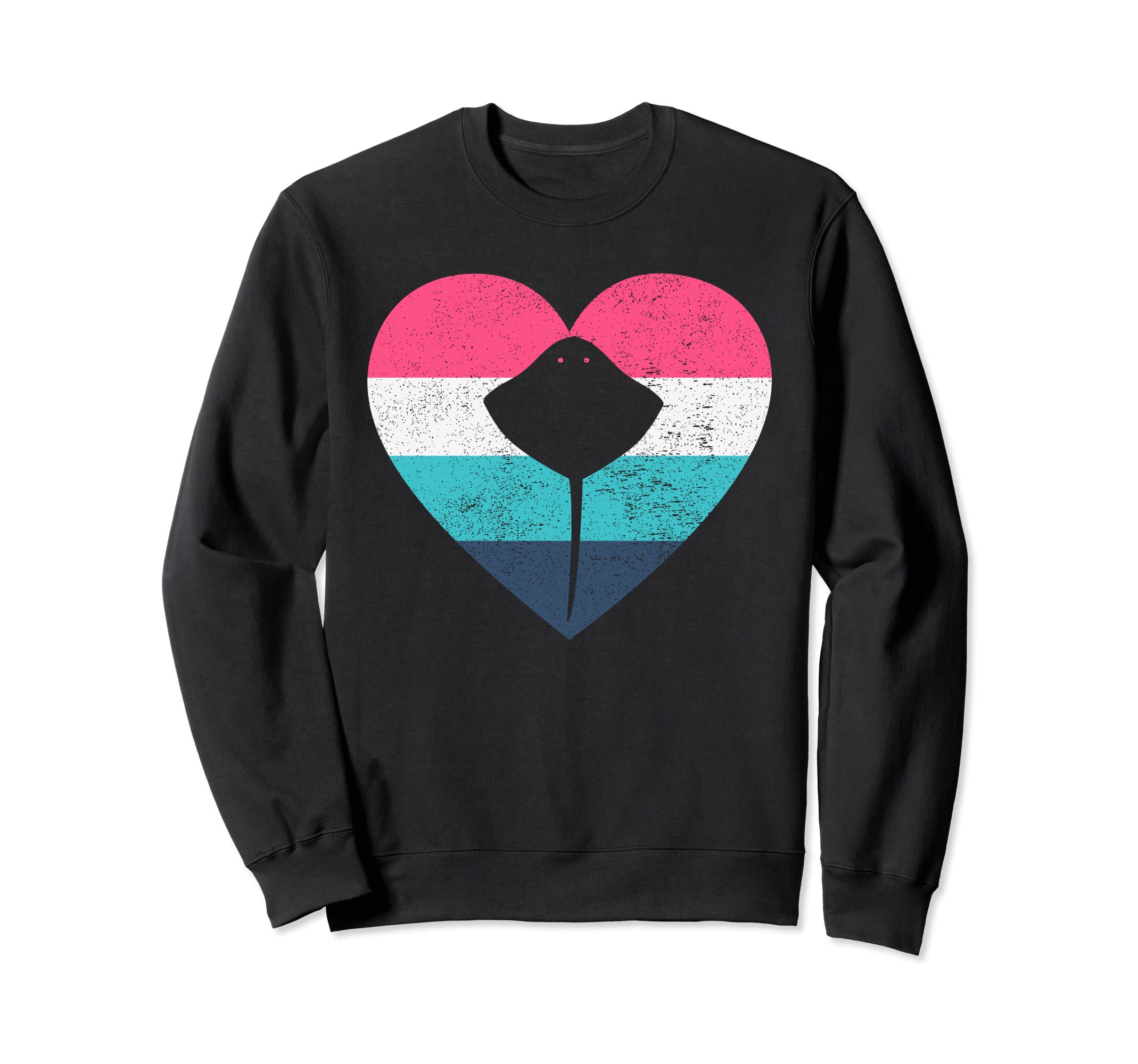 Love Stingray Heart Distressed Sweatshirt - Custom Art Print Men Women - T-Shirt, Sweatshirt, Hoodie
