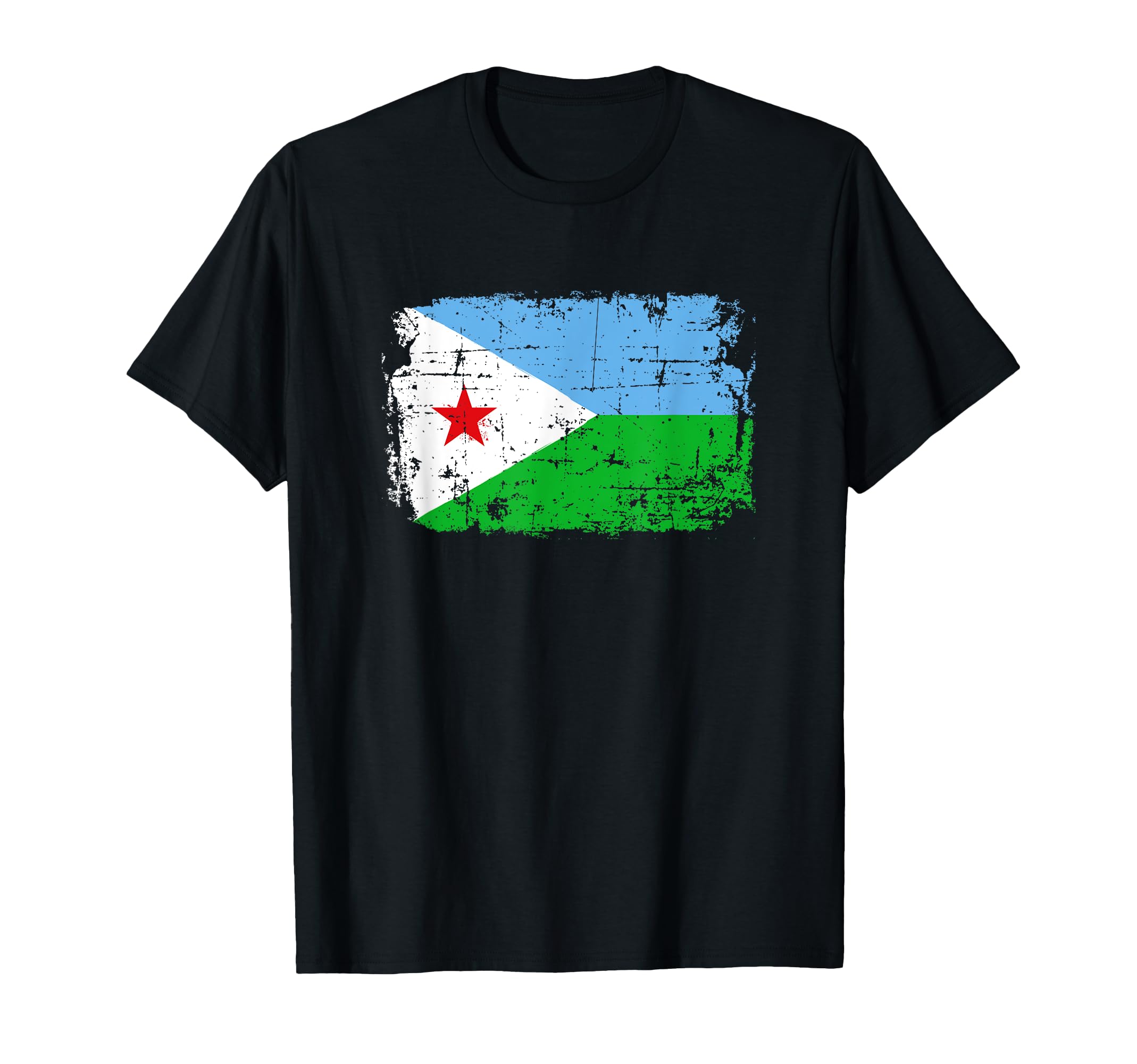 Djibouti Flag Distressed T-Shirt - Aesthetic Graphic Men Women - T-Shirt, Sweatshirt, Hoodie