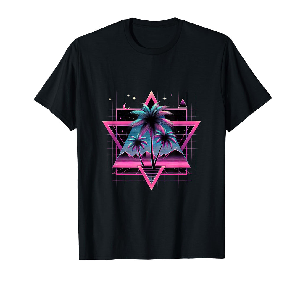 80S Vaporwave Aesthetic Palm Trees T-Shirt - Aesthetic Graphic Unisex - T-Shirt, Sweatshirt, Hoodie