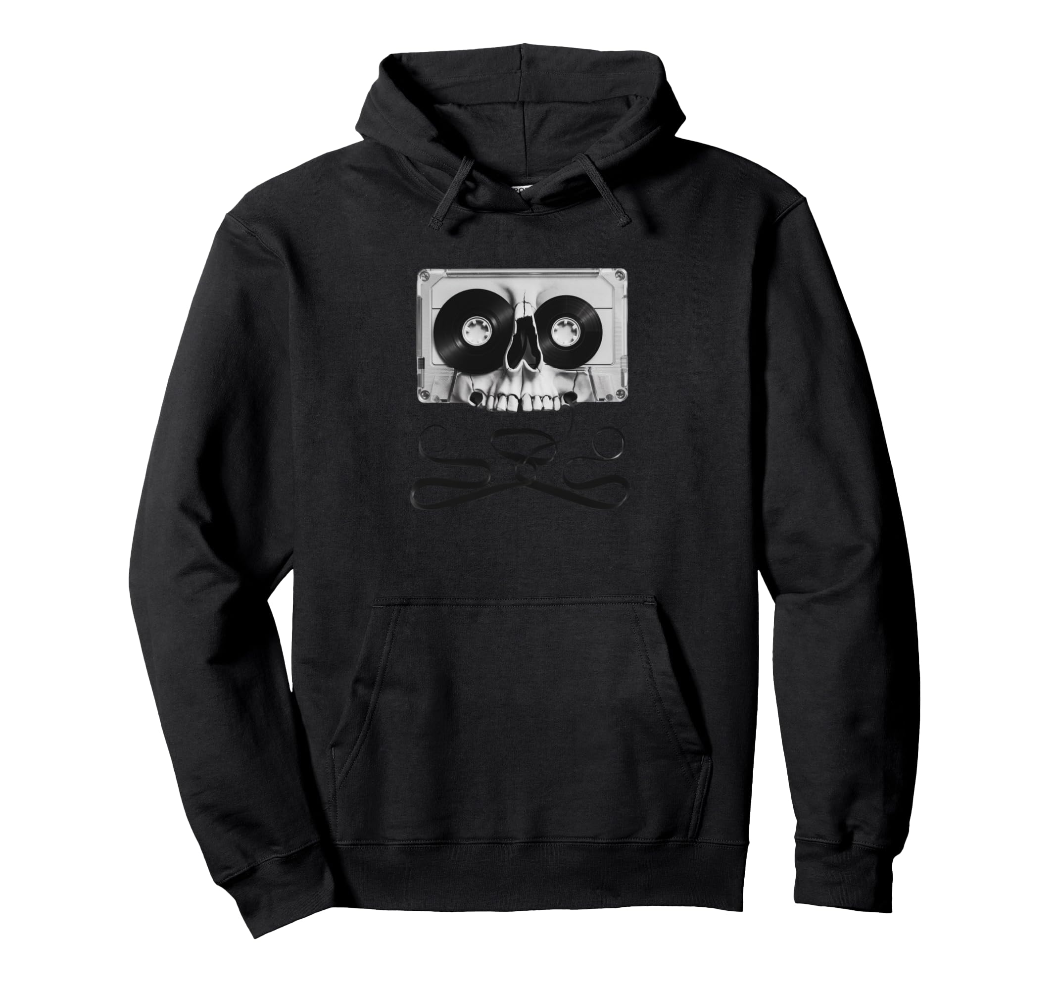 Cassette Tape Skull And Crossbones Hoodie - Minimalist Print Unisex - T-Shirt, Sweatshirt, Hoodie