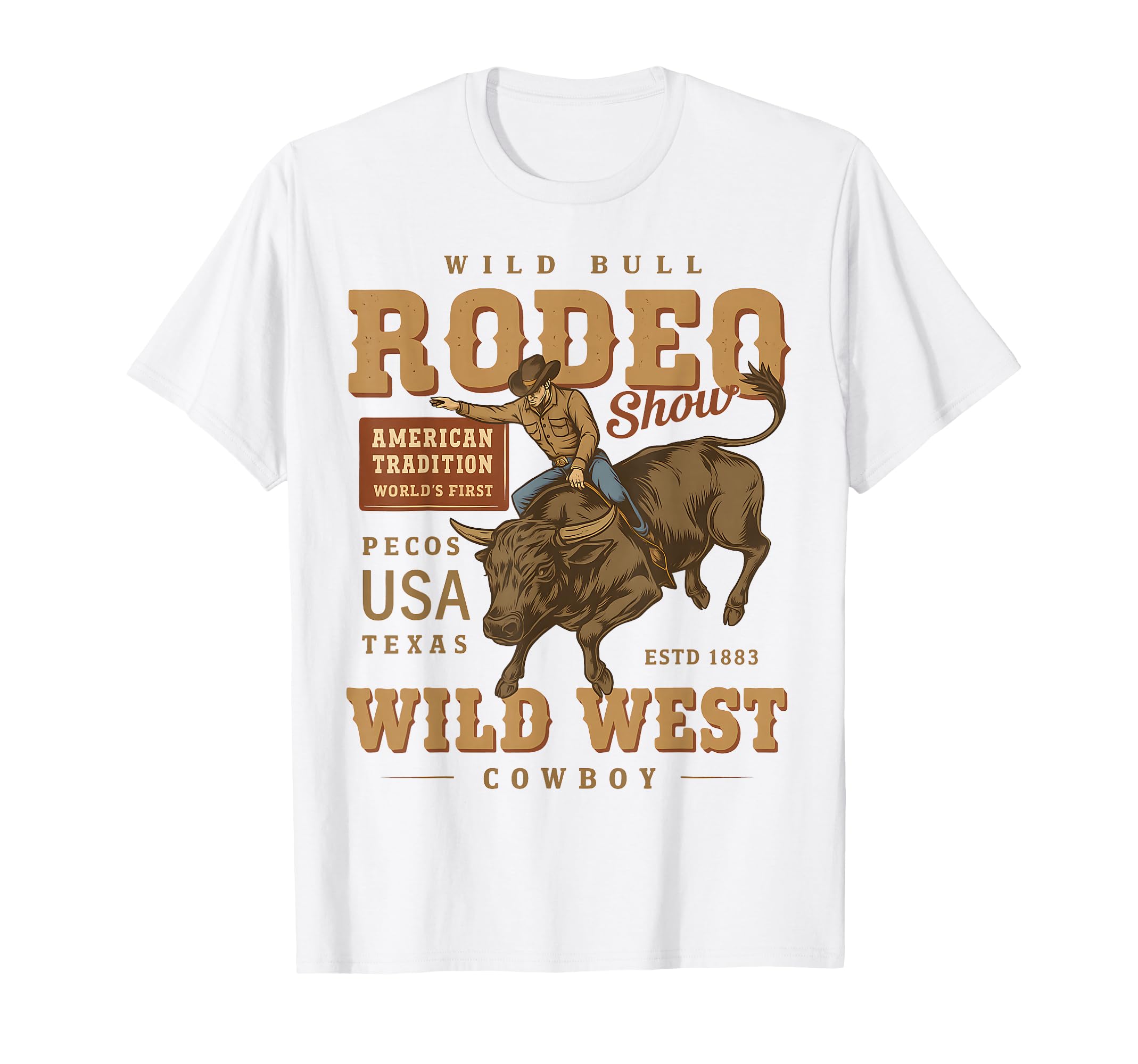 Wild Bull Rodeo Show Cowboy Western T-Shirt - Unique Graphic for Adults - T-Shirt, Sweatshirt, Hoodie