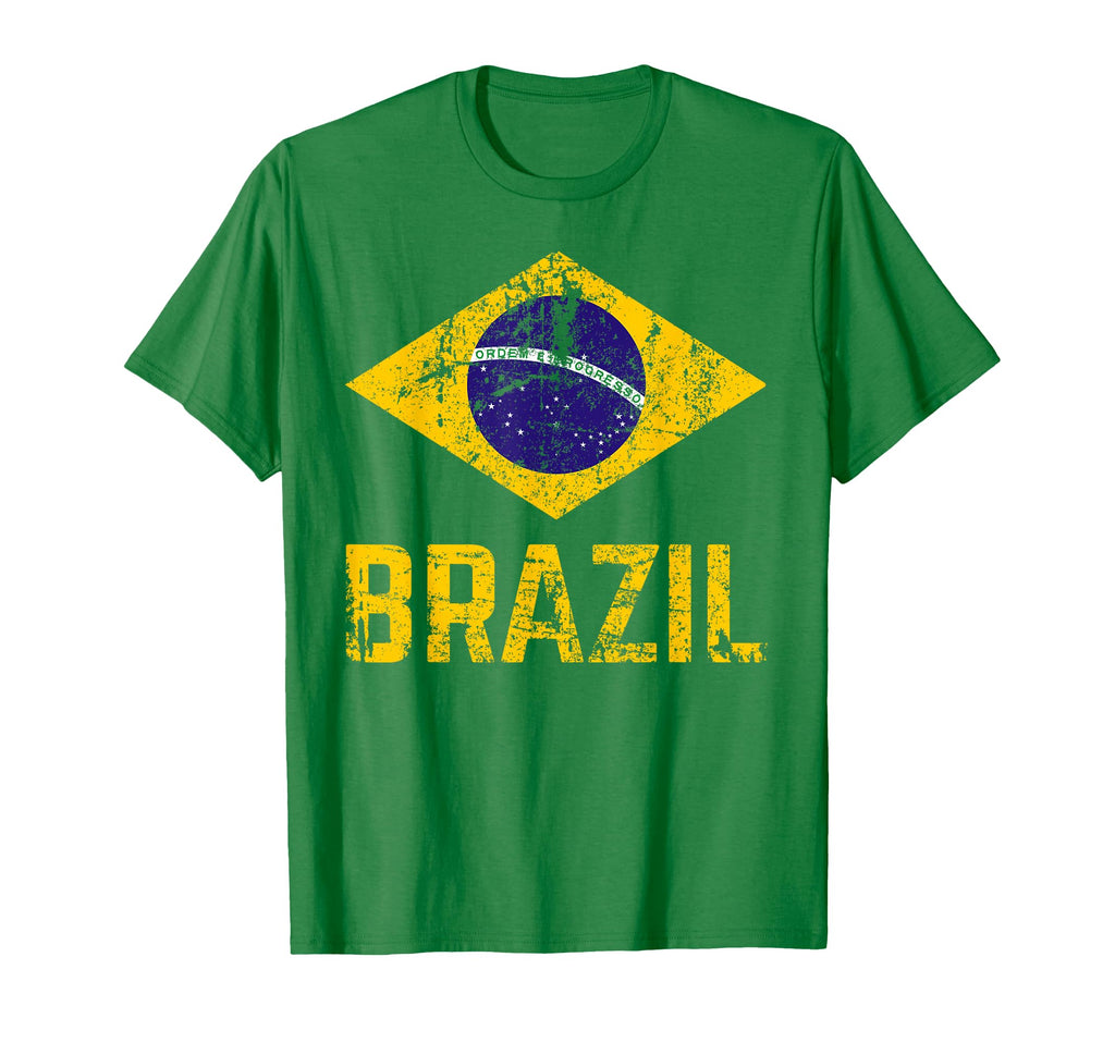 Brazil Brasil Flag Distressed Brazil T-Shirt - Custom Art Print Unisex - T-Shirt, Sweatshirt, Hoodie