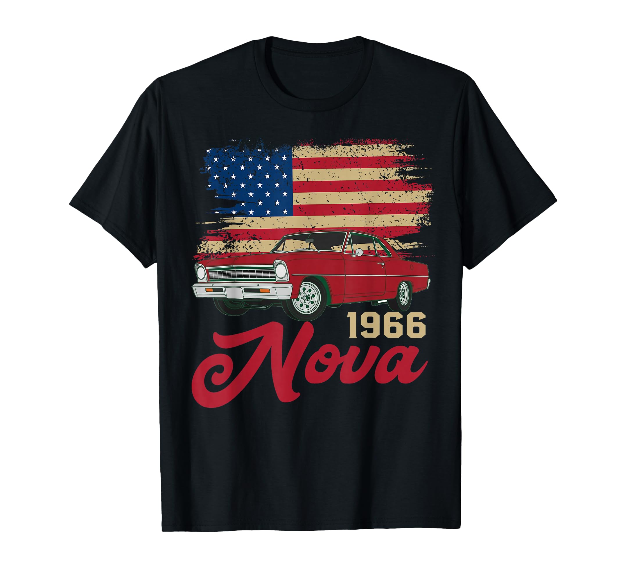 American Flag 1966 66 Nova Silhouette T-Shirt - Custom Art Print Men Women - T-Shirt, Sweatshirt, Hoodie