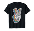 Distressed Rainbow Peace Hand Sign 60S T-Shirt - Custom Art Print Unisex - T-Shirt, Sweatshirt, Hoodie