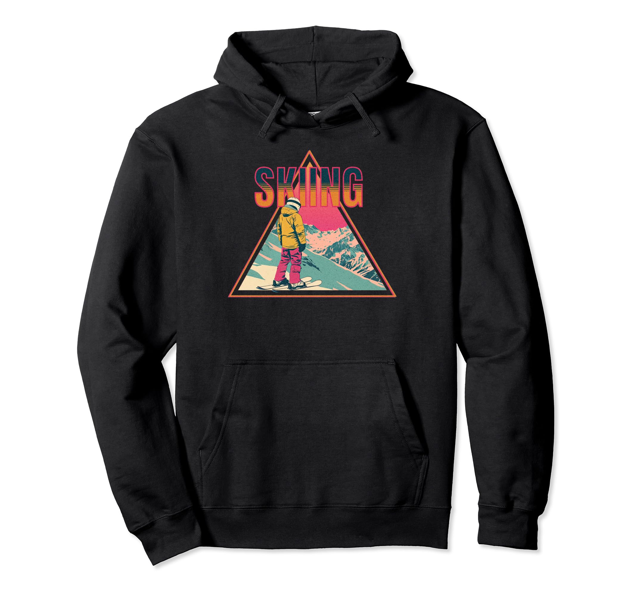 Skiing Mountain Winter Ski Vaporwave Hoodie - Trendy Graphic for Adults - T-Shirt, Sweatshirt, Hoodie