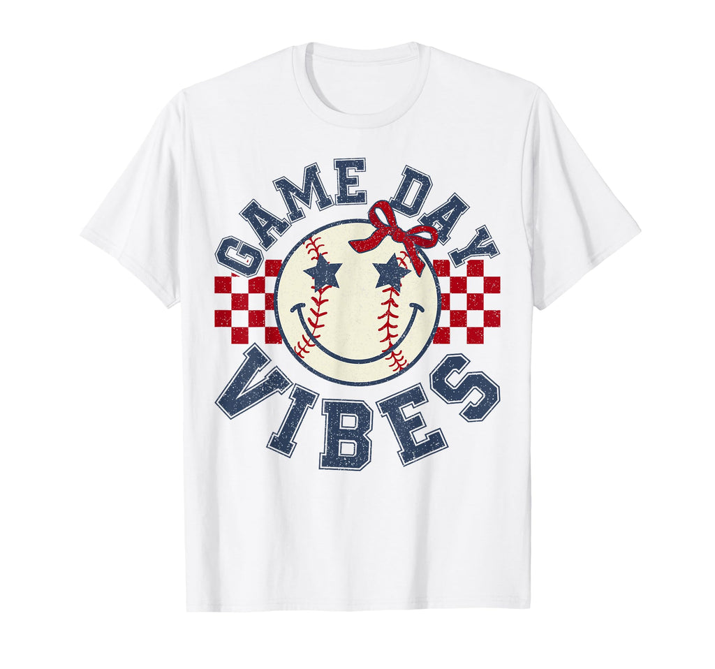 Game Day Vibes Baseball Coquette Bow T-Shirt - Novelty Apparel for Adults - T-Shirt, Sweatshirt, Hoodie