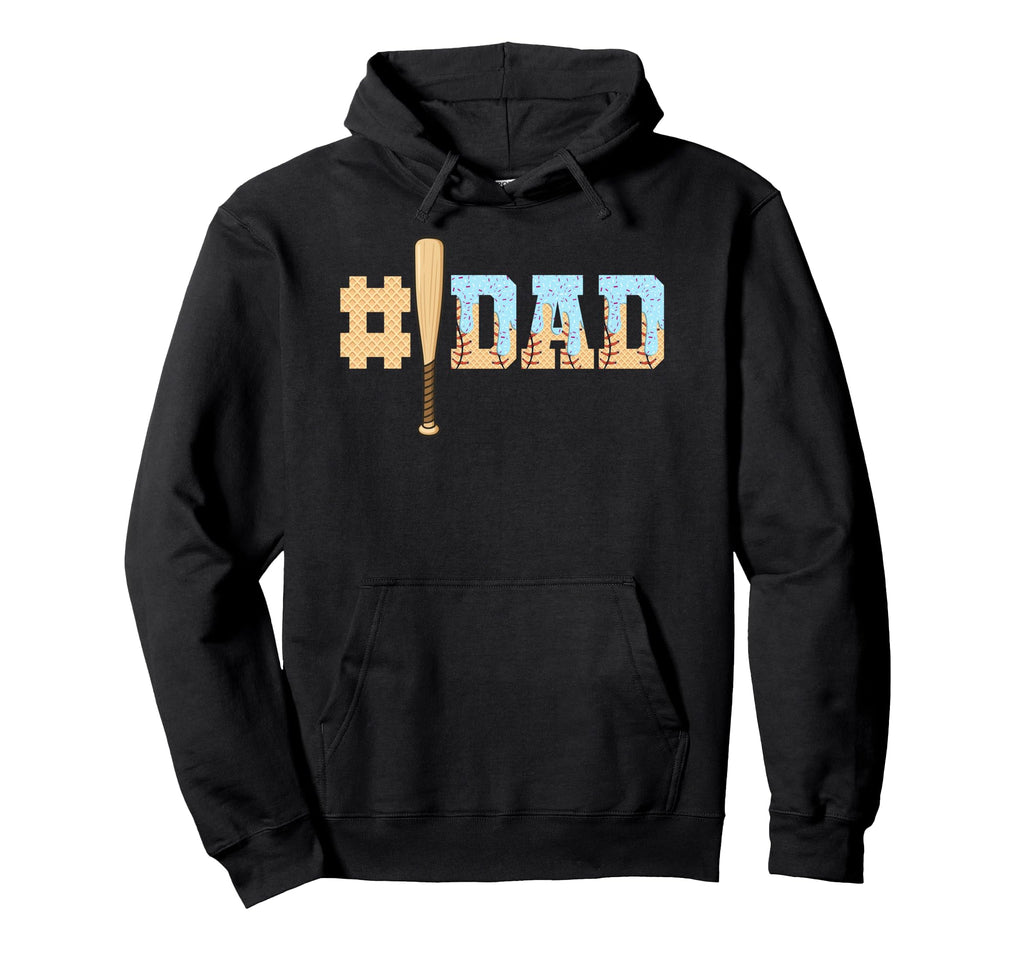 1 Dad Baseball Ice Cream Drip Fathers Day Hoodie - Graphic Print Unisex - T-Shirt, Sweatshirt, Hoodie