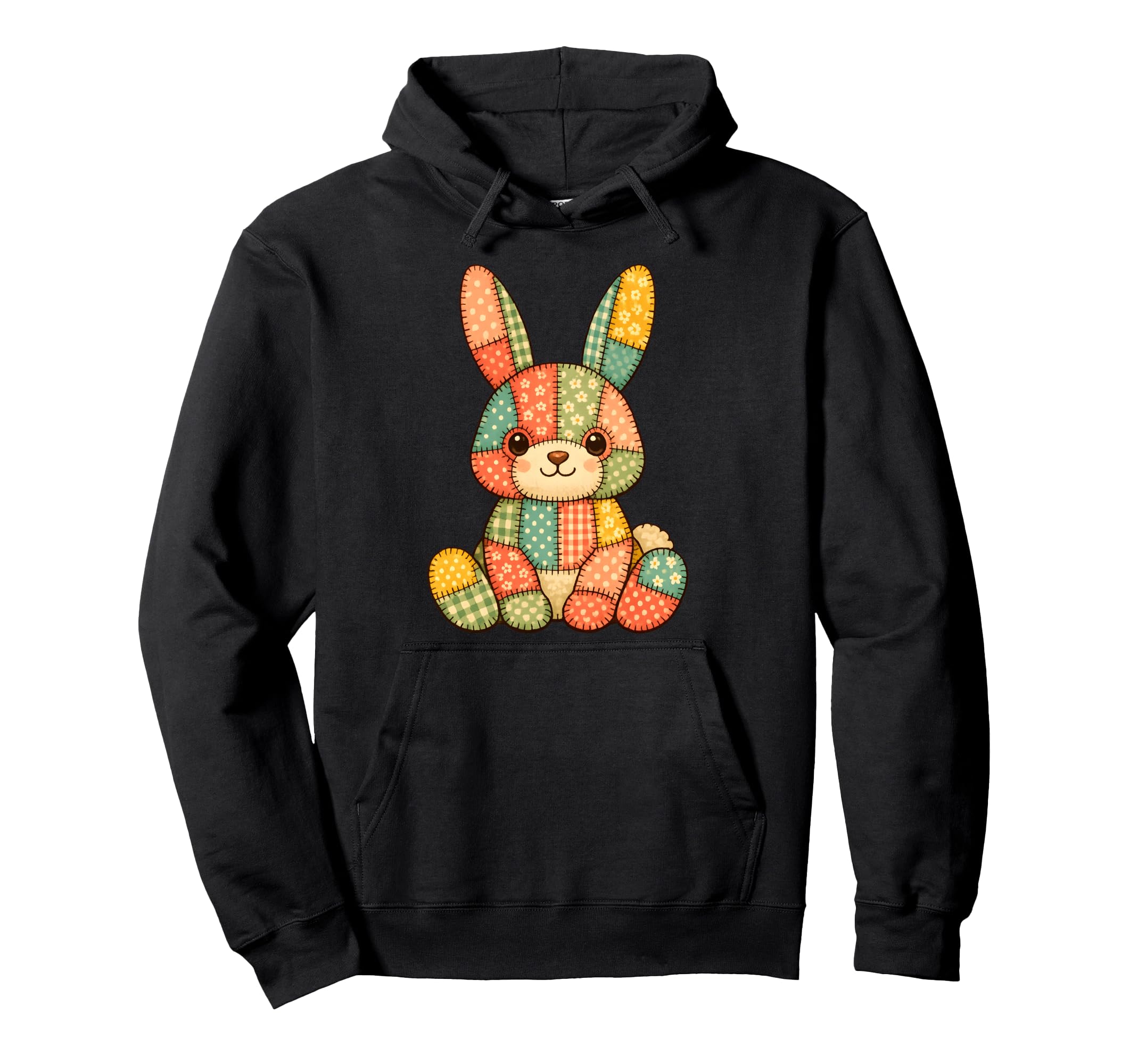 Floral Patchwork Spring Rabbit Easter Hoodie - Minimalist Print for Adults - T-Shirt, Sweatshirt, Hoodie