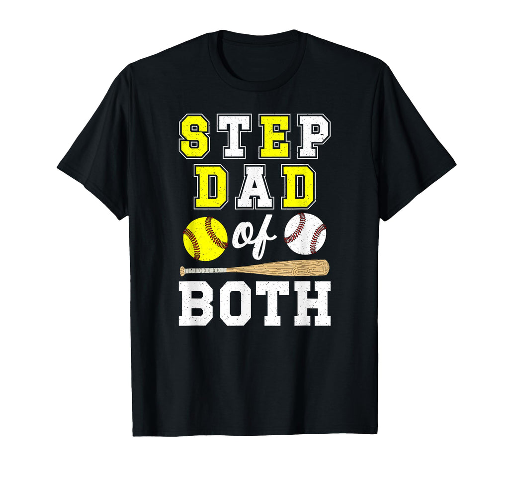 Step Dad Both Proud Softball Baseball T-Shirt - Minimalist Print Unisex - T-Shirt, Sweatshirt, Hoodie