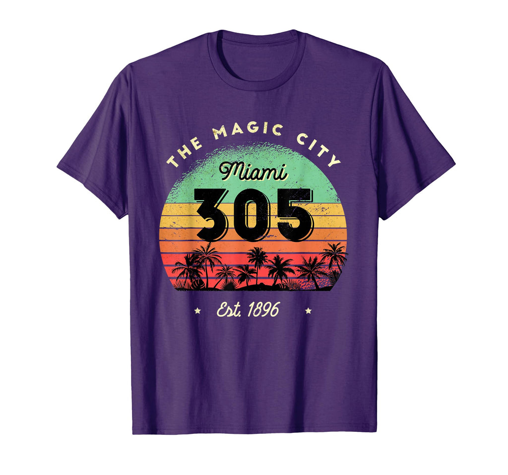 Miami 305 Magic City Est 1896 T-Shirt - Casual Everyday Wear Men Women - T-Shirt, Sweatshirt, Hoodie