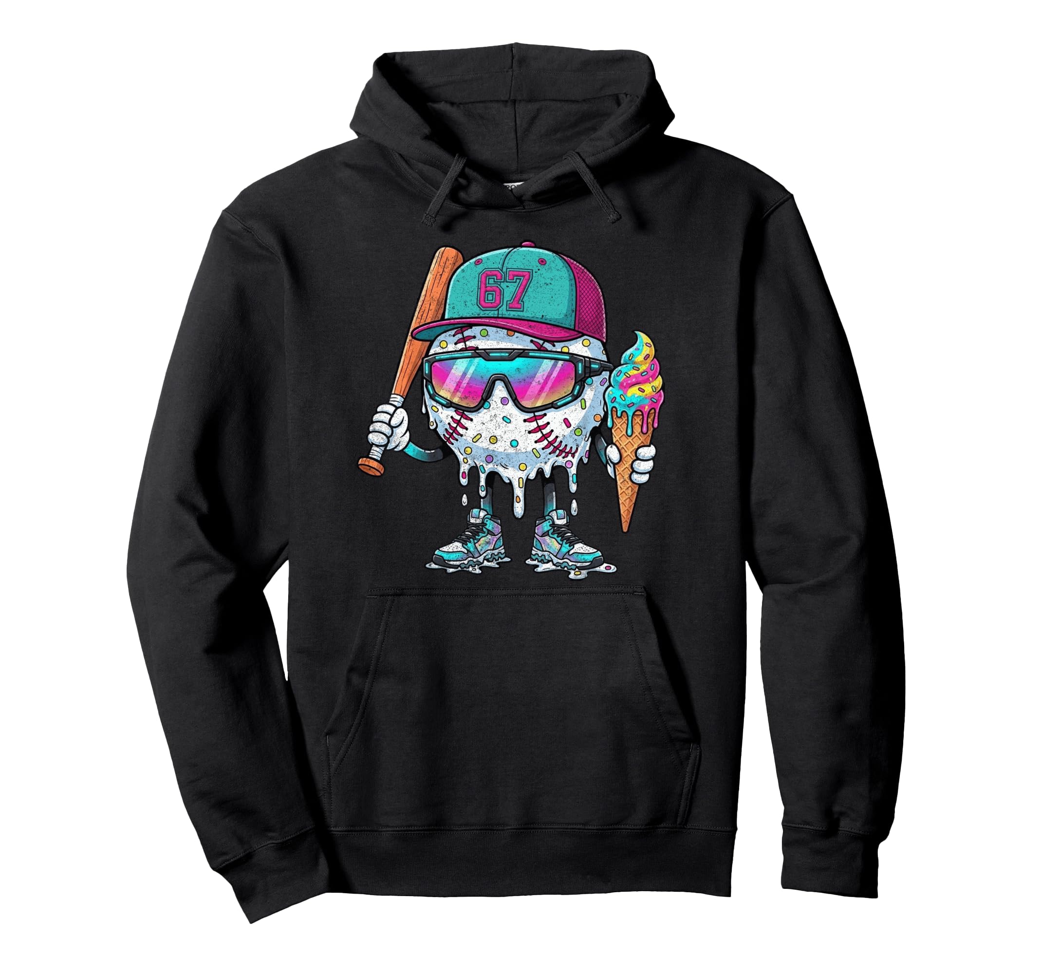 Baseball Drip Ice Cream 67 Gifts T-Shirt - Trendy Graphic Unisex - T-Shirt, Sweatshirt, Hoodie