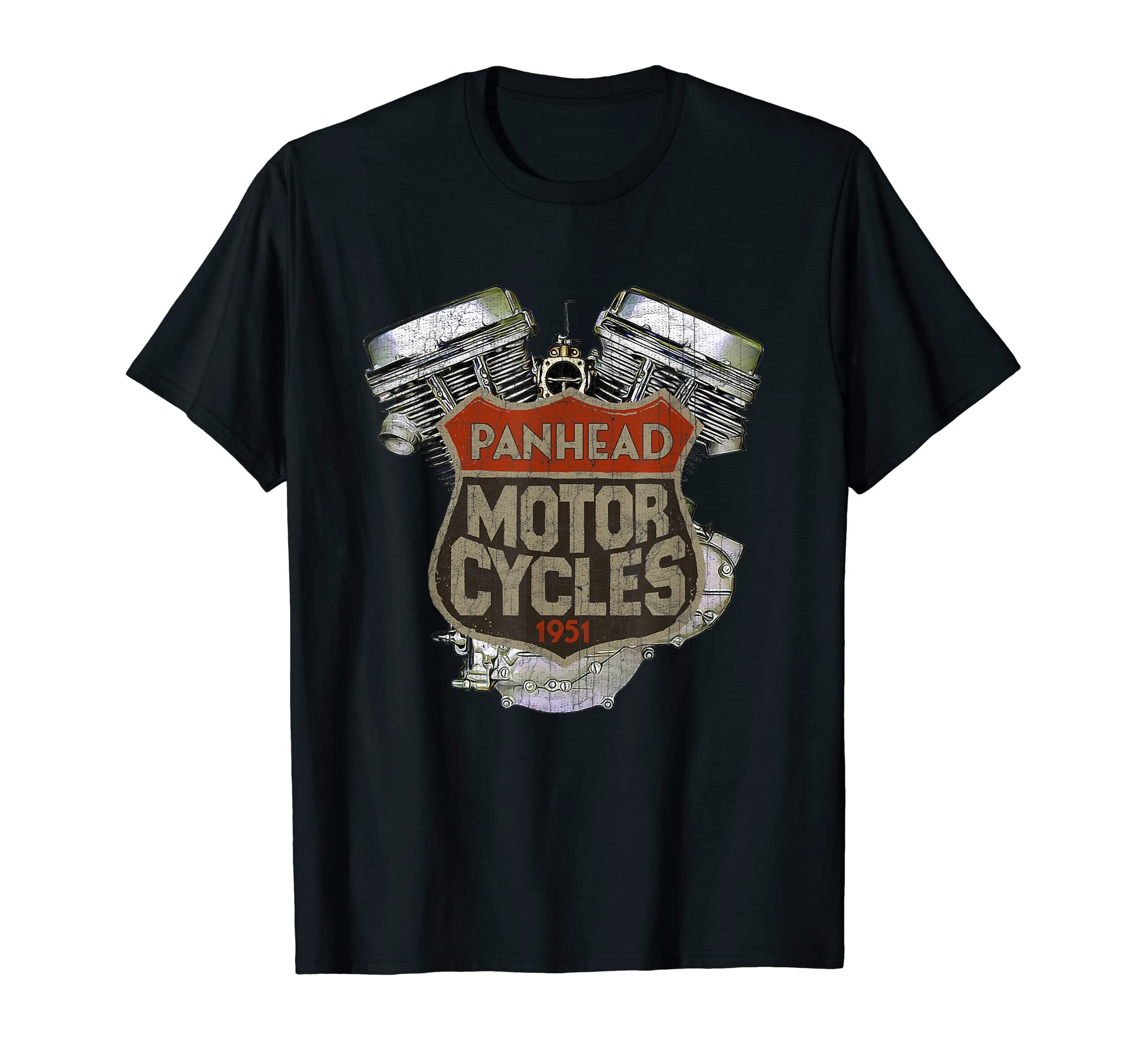 1951 Panhead Motorcycle Distressed T-Shirt - Trendy Graphic Men Women - T-Shirt, Sweatshirt, Hoodie