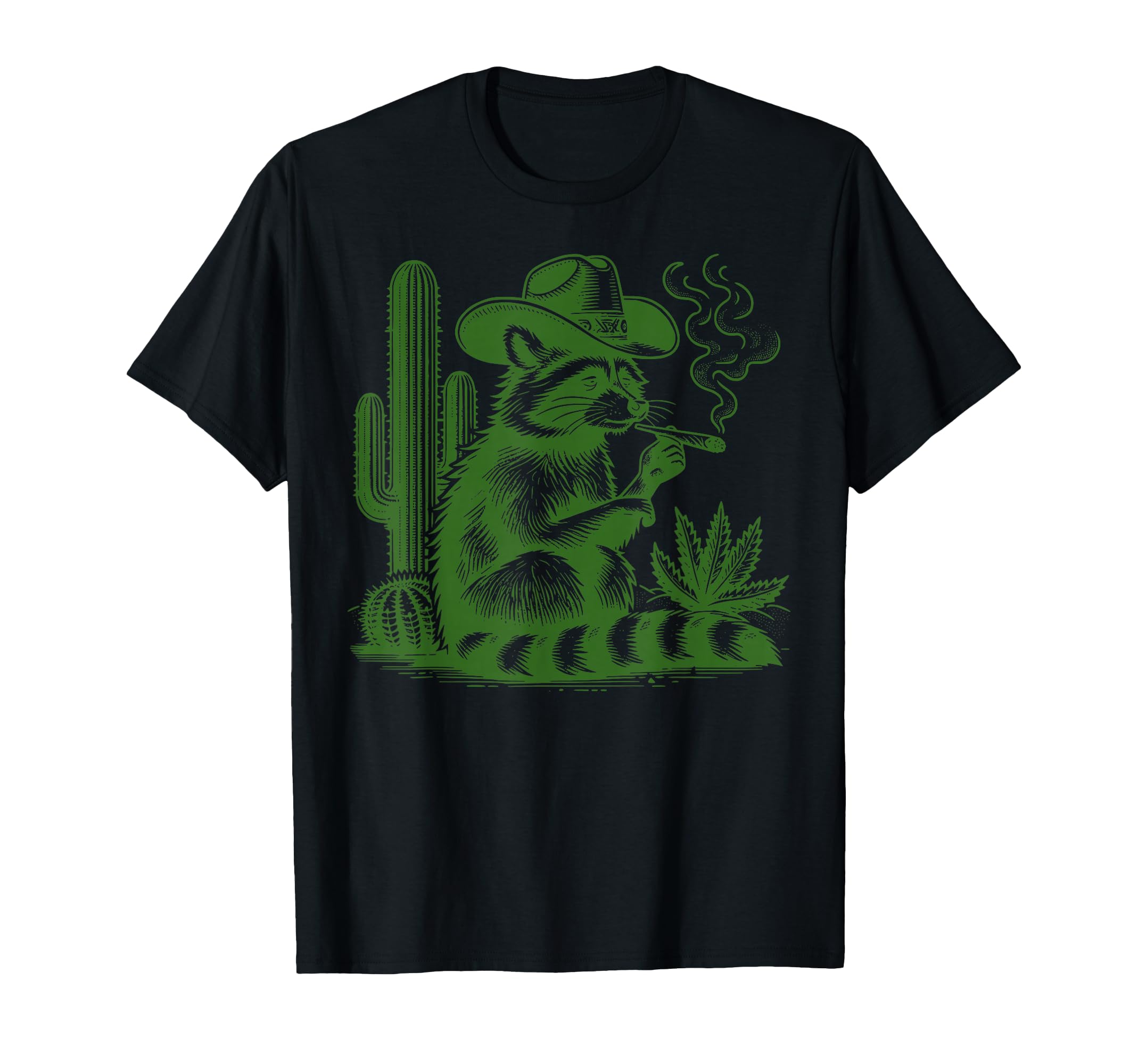 Cowboy Raccoon Smoking Weed Marijuana T-Shirt - Minimalist Print Unisex - T-Shirt, Sweatshirt, Hoodie