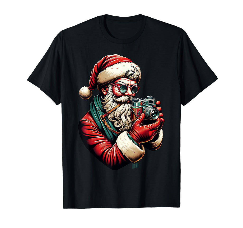 Hipster Santa Holding Camera T-Shirt - Streetwear Style for Adults - T-Shirt, Sweatshirt, Hoodie