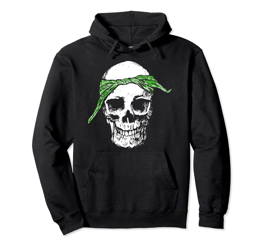 Hiphop Skull Green Do Rag Bandana Old Hoodie - Graphic Print for Adults - T-Shirt, Sweatshirt, Hoodie