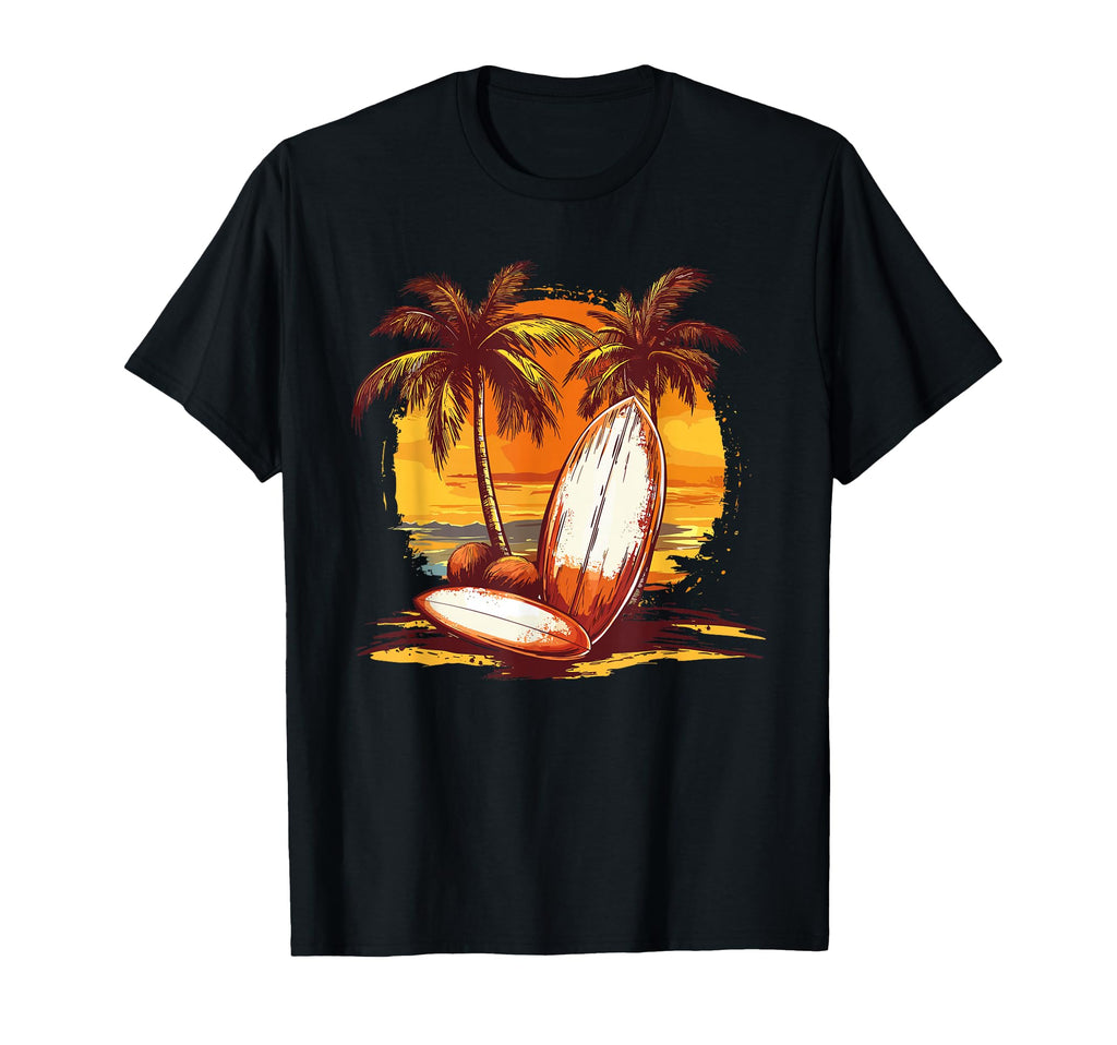 Tropical Surfboards Sunset Beach Palm T-Shirt - Streetwear Style Unisex - T-Shirt, Sweatshirt, Hoodie