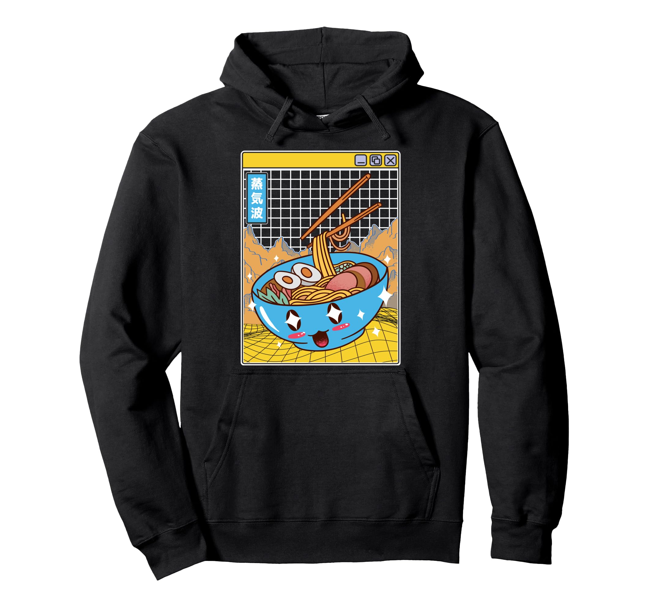 Happy Ramen Bowl Digital Japan Otaku Hoodie - Minimalist Print for Adults - T-Shirt, Sweatshirt, Hoodie
