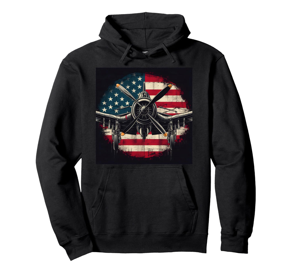 Ww2 Warplane F4U Corsair Distressed Hoodie - Minimalist Print Unisex - T-Shirt, Sweatshirt, Hoodie