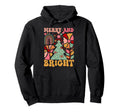 Womens Merry And Bright Holiday Boho Hoodie - Minimalist Print Unisex - T-Shirt, Sweatshirt, Hoodie
