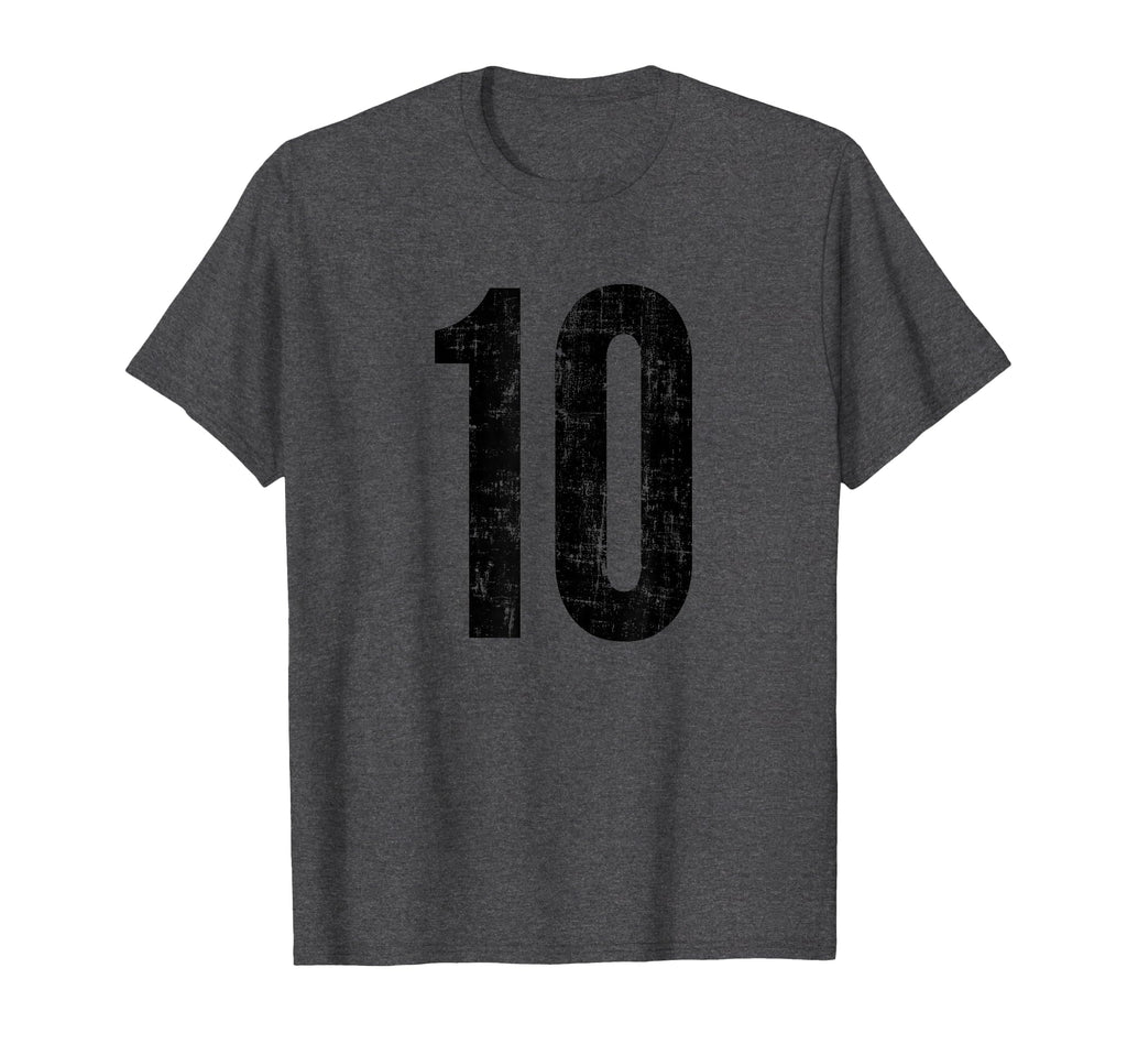 Number 10 Distressed Sport Team T-Shirt - Casual Everyday Wear for Adults - T-Shirt, Sweatshirt, Hoodie