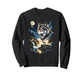 Grunge Howling Wolf 90S Nature Sweatshirt - Custom Art Print for Adults - T-Shirt, Sweatshirt, Hoodie