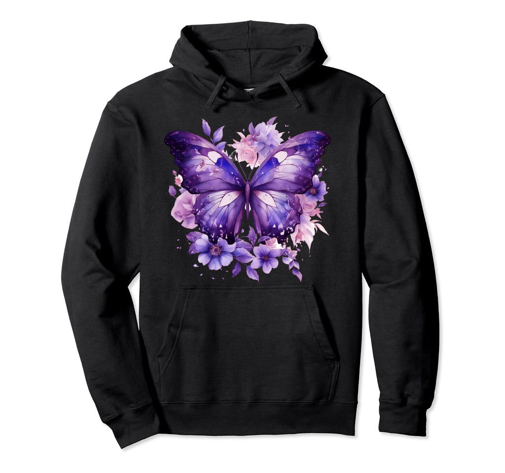 Boho Purple Butterfly Witchy Moth Lavender Hoodie - Graphic Print Unisex - T-Shirt, Sweatshirt, Hoodie
