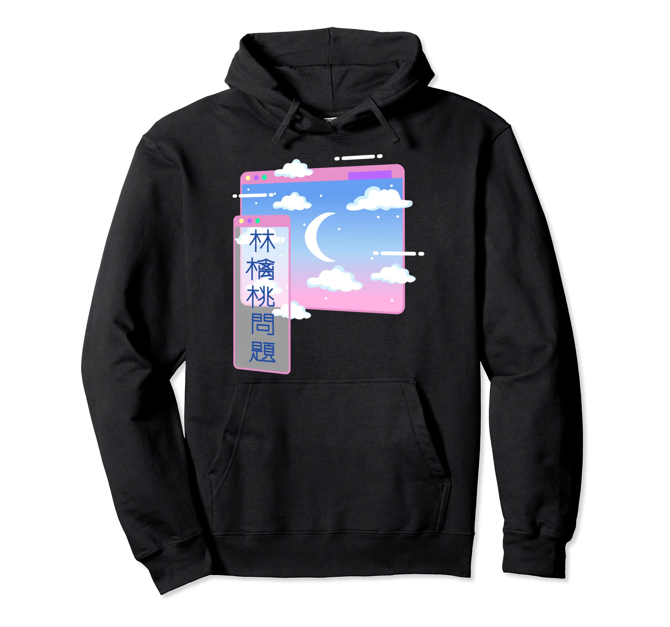 Moon Clouds Vaporwave Japanese Aesthetic Hoodie - Aesthetic Graphic Unisex - T-Shirt, Sweatshirt, Hoodie