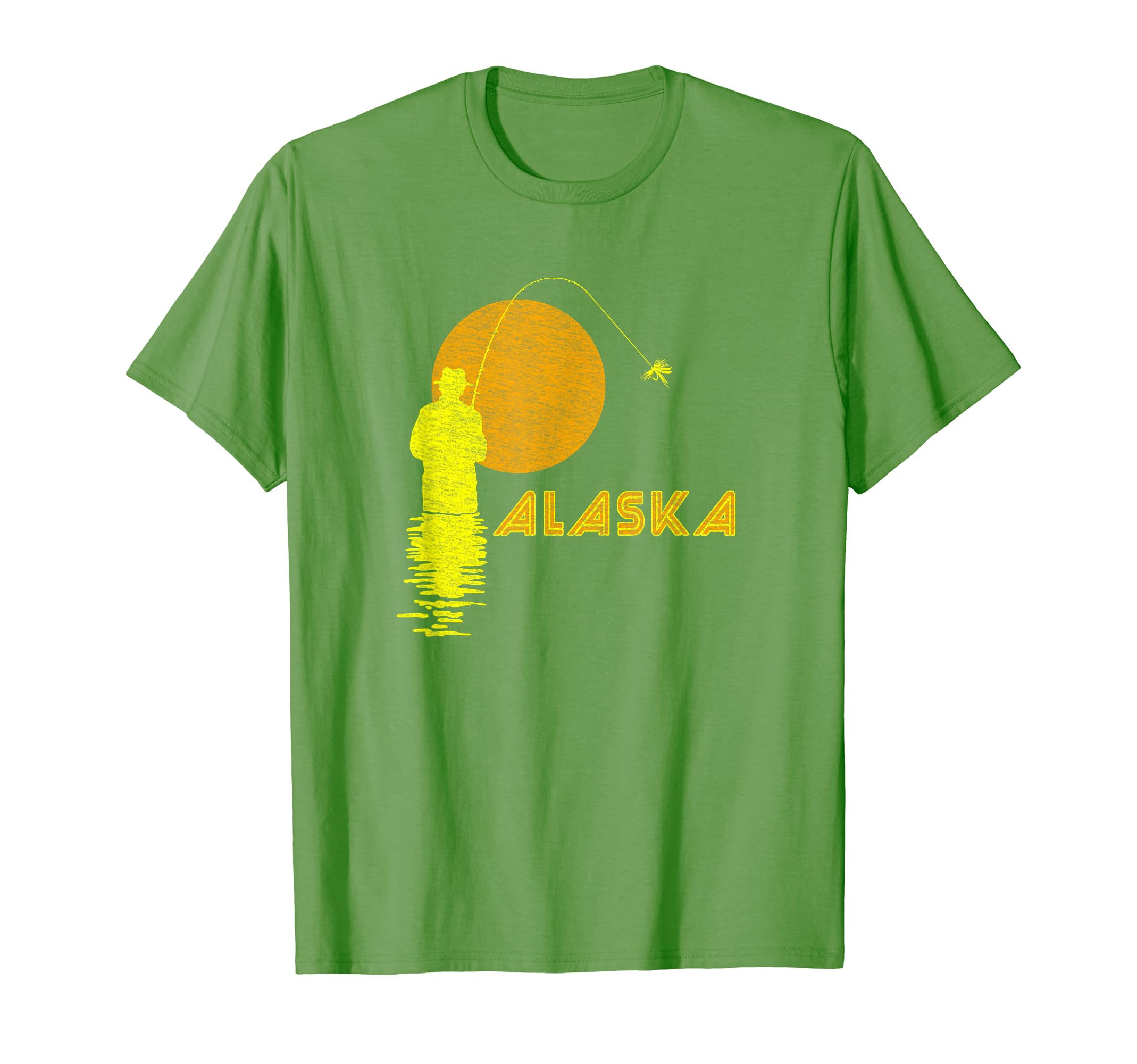 Alaska Distressed Fly Fishing T-Shirt - Fun Novelty Design for Adults - T-Shirt, Sweatshirt, Hoodie