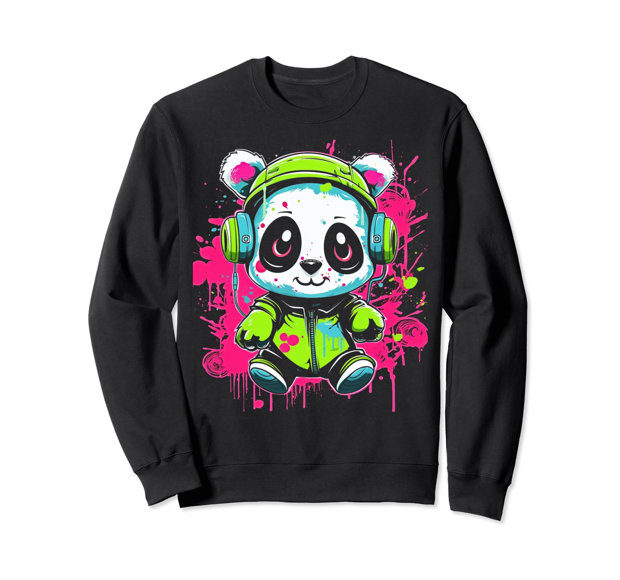 Kawaii Panda Dj Japanese Edm Y2K Sweatshirt - Custom Art Print Unisex - T-Shirt, Sweatshirt, Hoodie
