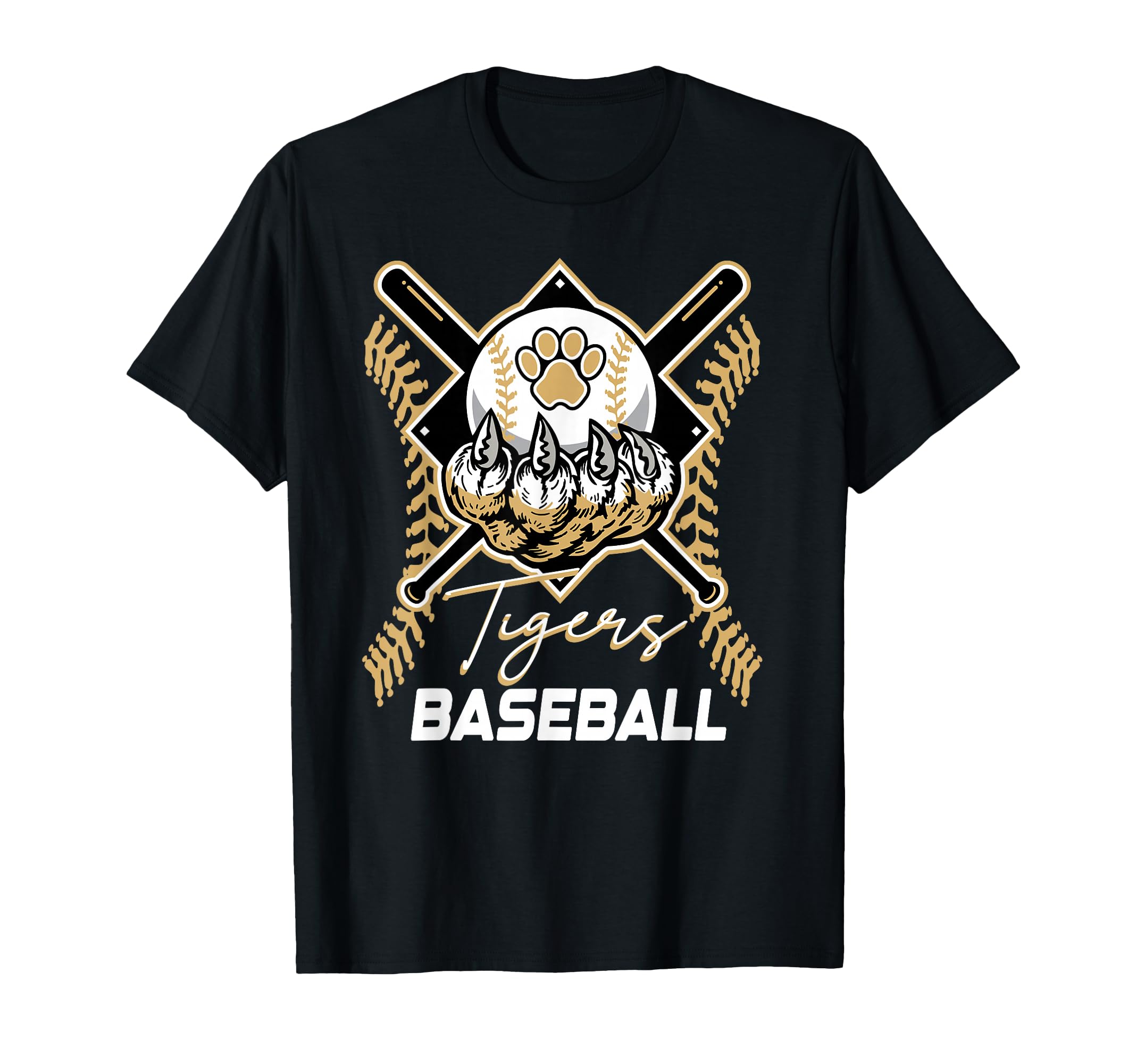 Tigers Baseball Mom Game Day Paw Gold T-Shirt - Custom Art Print Men Women - T-Shirt, Sweatshirt, Hoodie