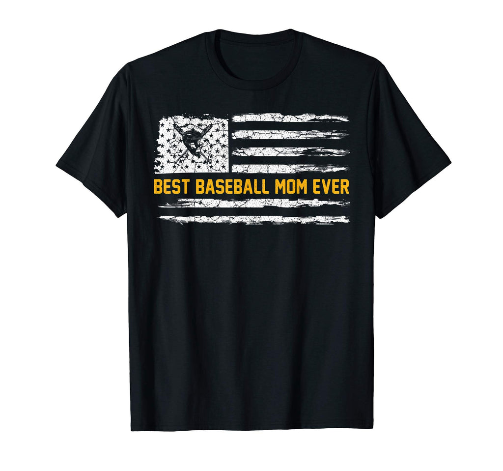 Usa American Flag Best Baseball Mom Ever T-Shirt - Graphic Print Unisex - T-Shirt, Sweatshirt, Hoodie