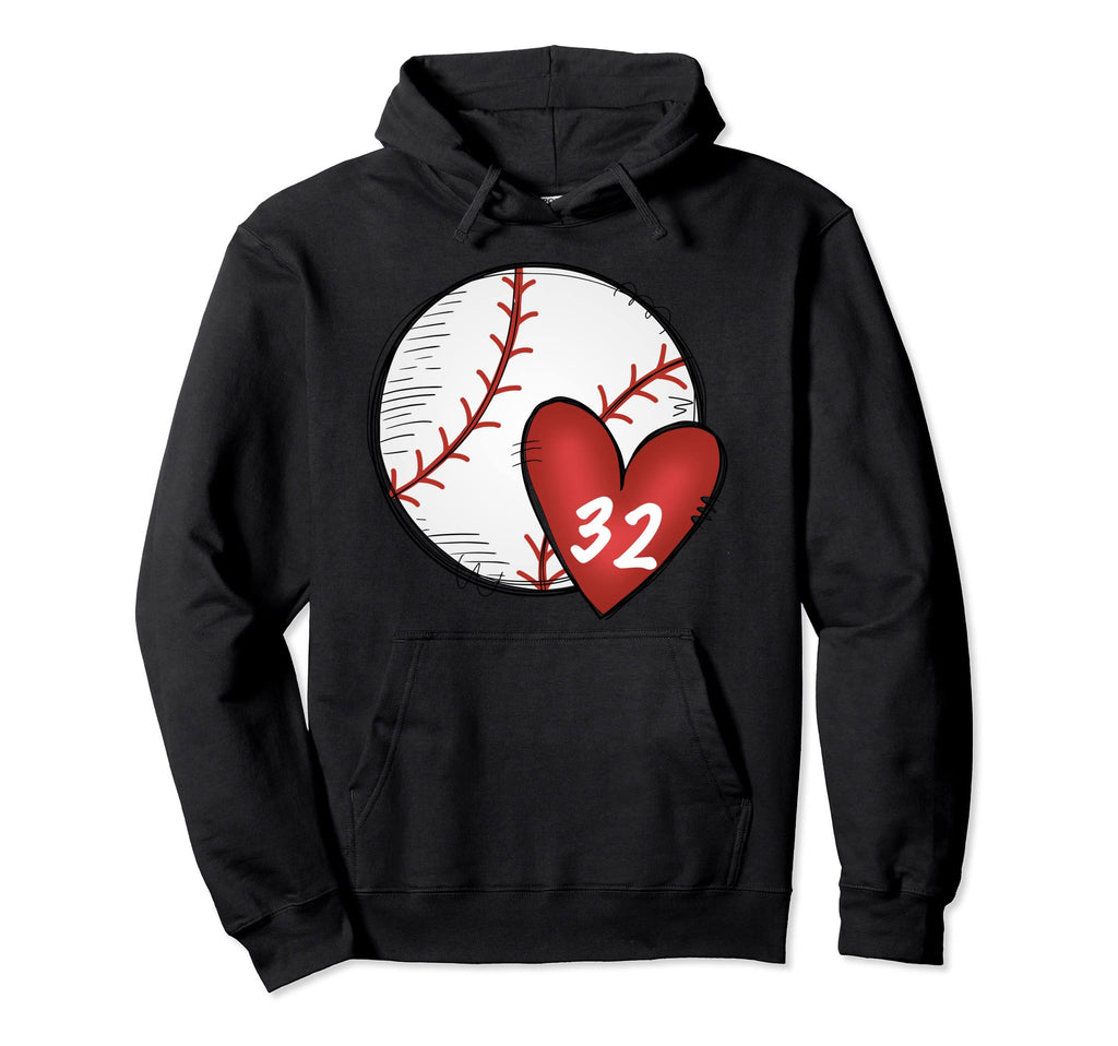Womens Custom Baseball Mom Number 32 Hoodie - Novelty Apparel for Adults - T-Shirt, Sweatshirt, Hoodie