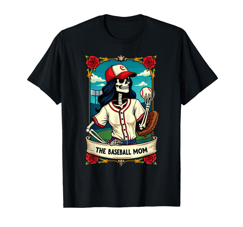 Gothic Tarot Card Baseball Mom Skeleton T-Shirt - Unique Graphic for Adults - T-Shirt, Sweatshirt, Hoodie