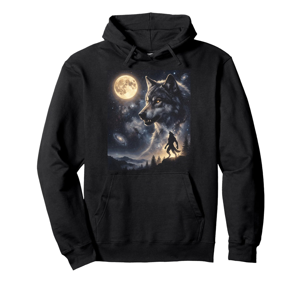 Werewolf Art Celestial Moon Galaxy Hoodie - Casual Everyday Wear Unisex - T-Shirt, Sweatshirt, Hoodie