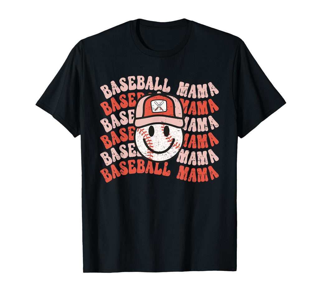 Baseball Mama Leopard Happy Face T-Shirt - Fun Novelty Design Unisex - T-Shirt, Sweatshirt, Hoodie