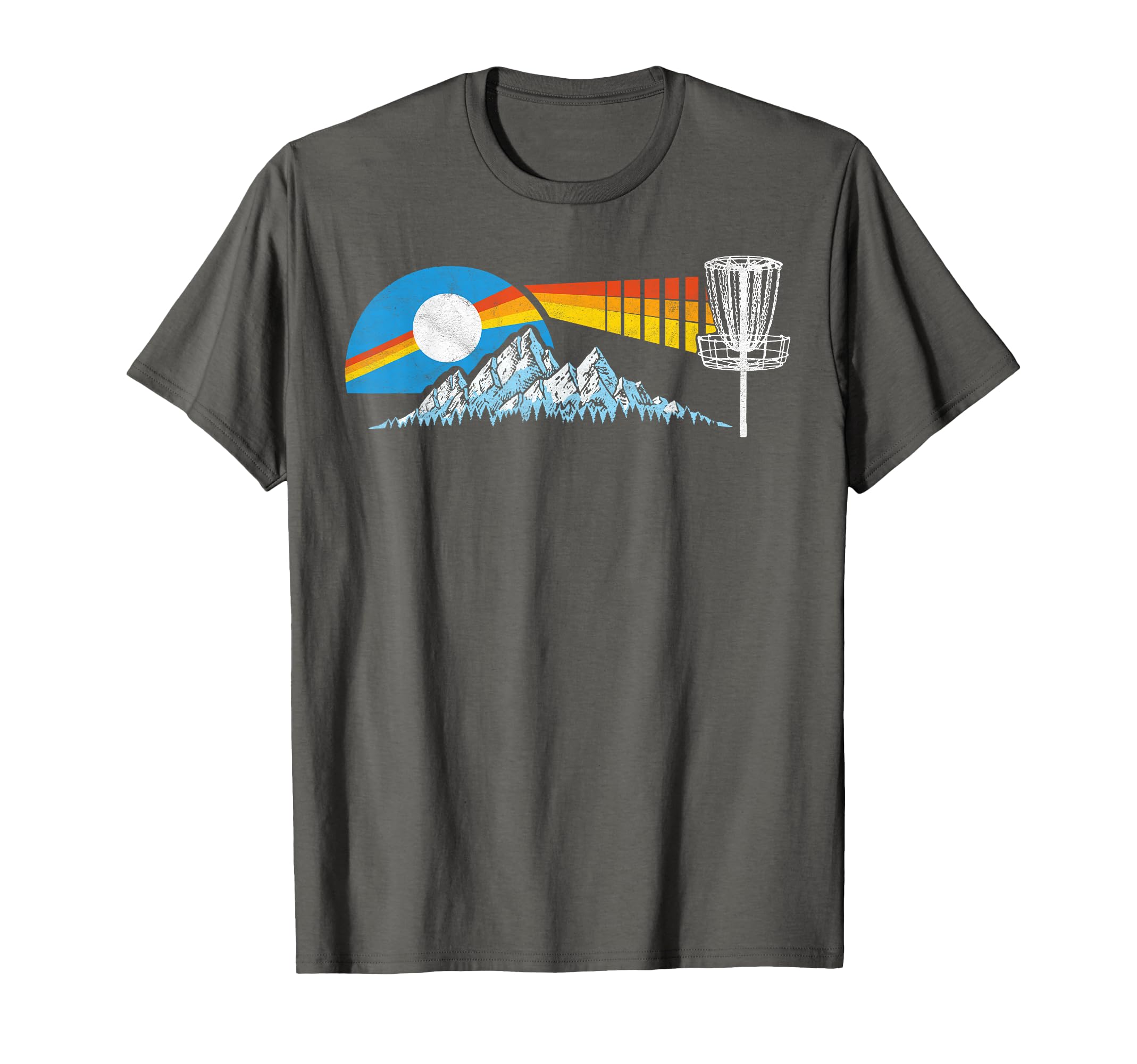 Disc Golf Distressed Mountains Sun T-Shirt - Streetwear Style for Adults - T-Shirt, Sweatshirt, Hoodie