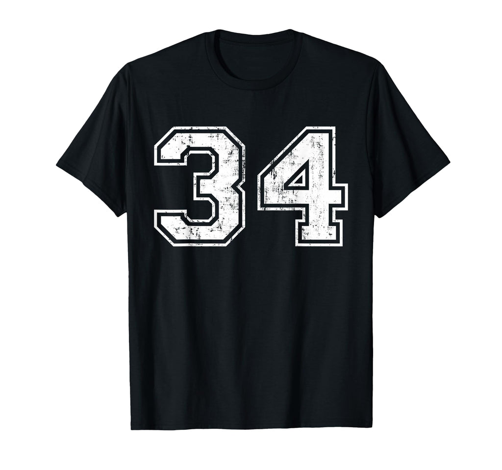 Number 34 Distressed Thirty Four Sport T-Shirt - Unique Graphic Men Women - T-Shirt, Sweatshirt, Hoodie
