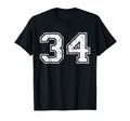 Number 34 Distressed Thirty Four Sport T-Shirt - Unique Graphic Men Women - T-Shirt, Sweatshirt, Hoodie