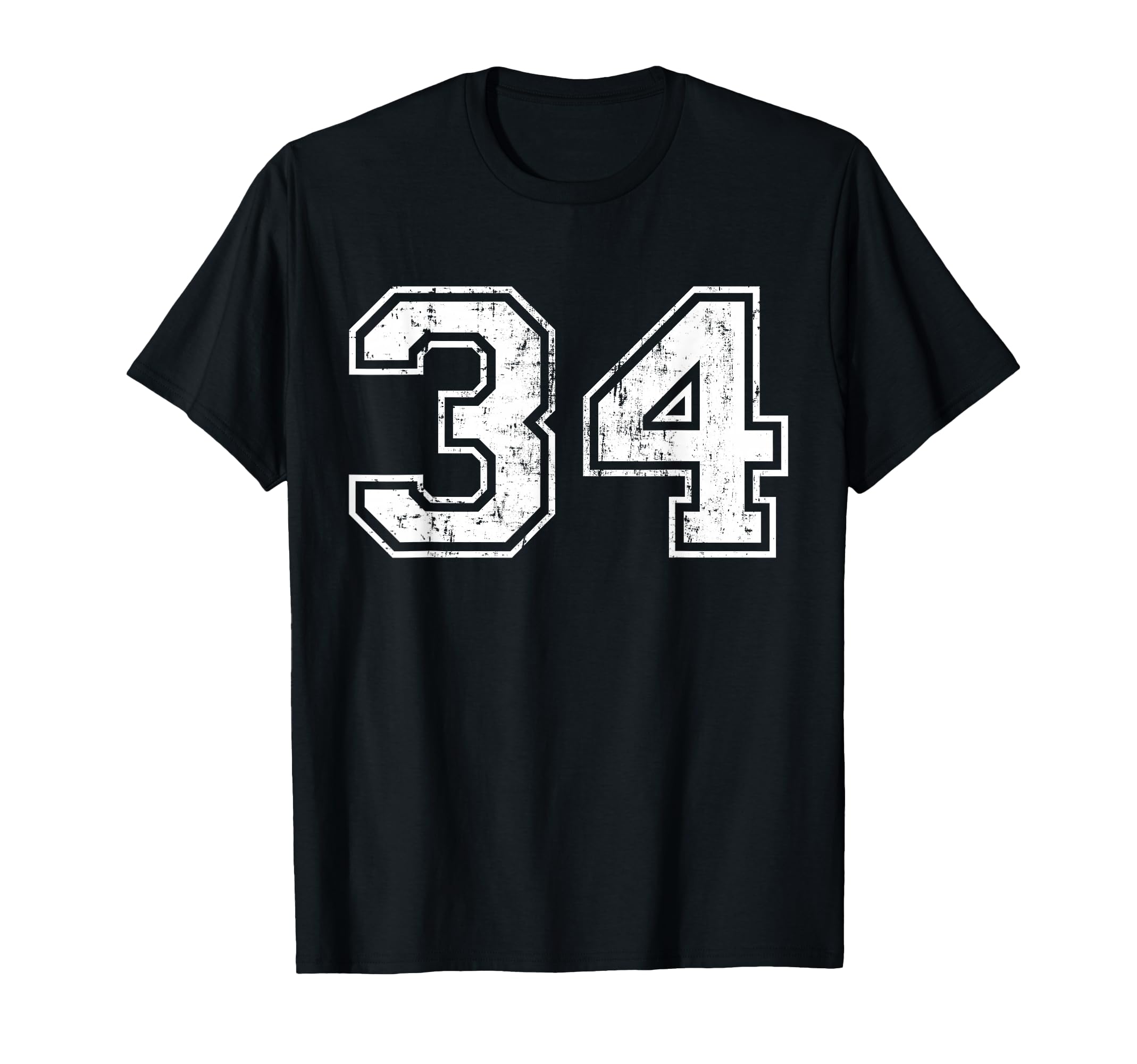 Number 34 Distressed Thirty Four Sport T-Shirt - Unique Graphic Men Women - T-Shirt, Sweatshirt, Hoodie