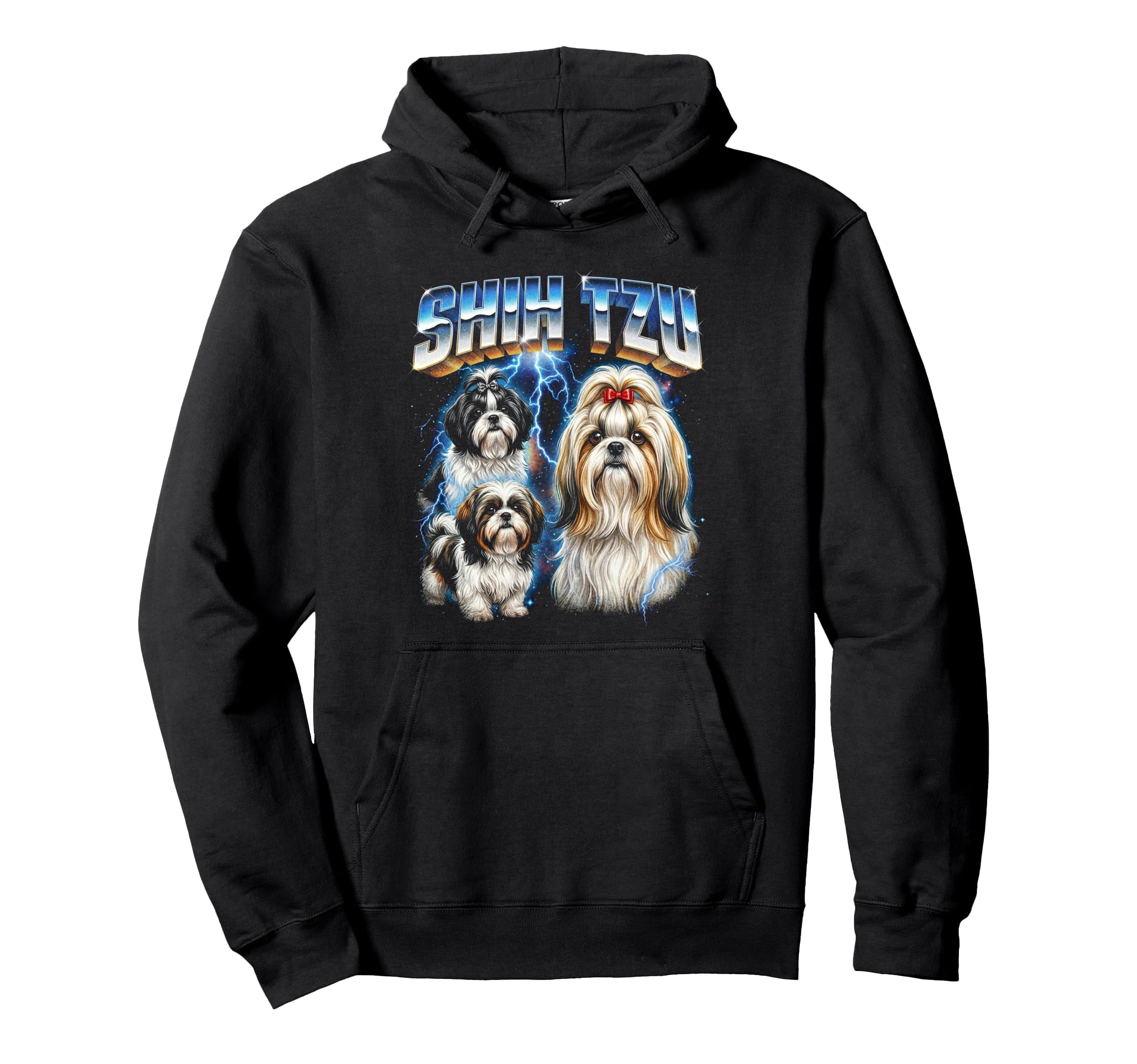 Shih Tzu 80S Dog Lover Funny 90S Hoodie - Fun Novelty Design Men Women - T-Shirt, Sweatshirt, Hoodie