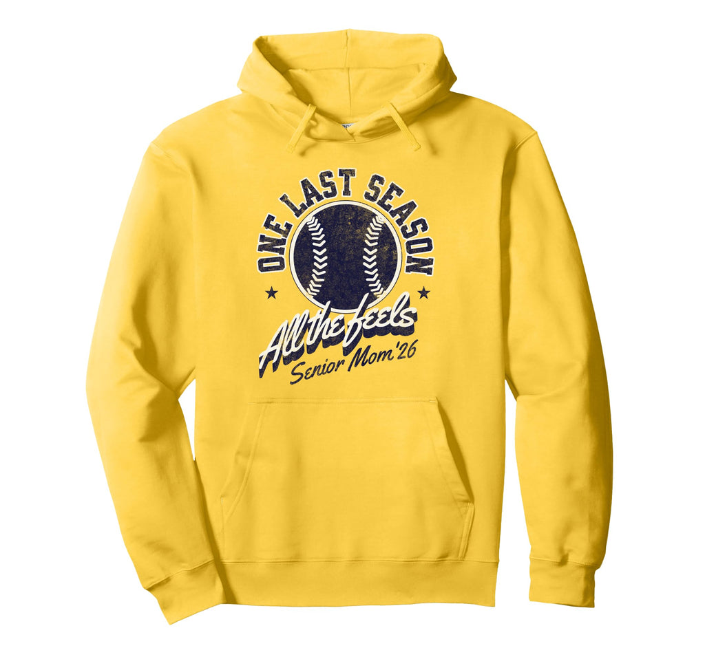 Baseball Senior Mom 2026 Distressed Hoodie - Aesthetic Graphic for Adults - T-Shirt, Sweatshirt, Hoodie