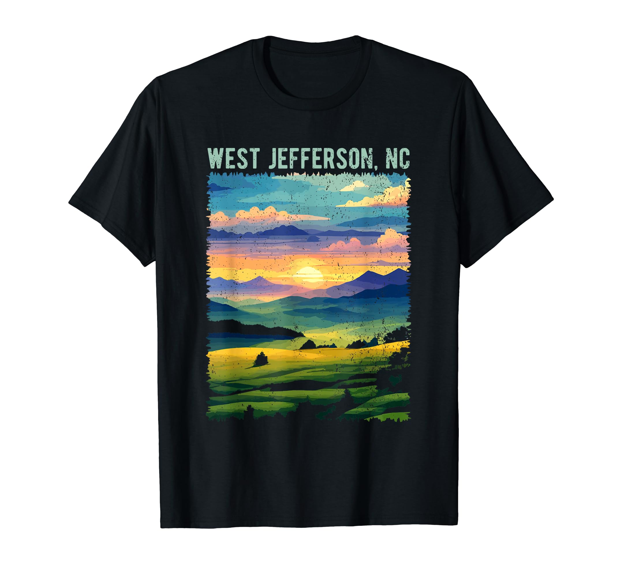 West Jefferson Nc Usa Mountain T-Shirt - Custom Art Print Men Women - T-Shirt, Sweatshirt, Hoodie
