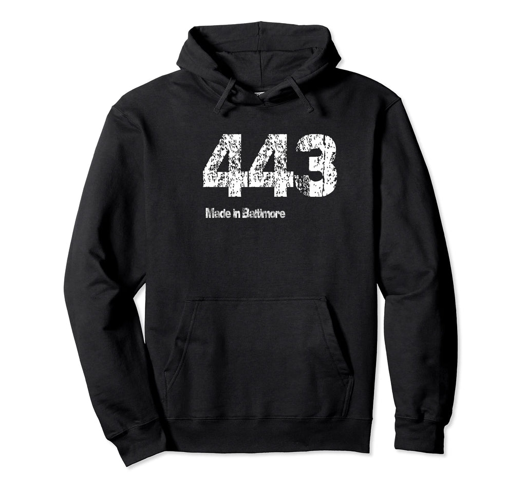 443 Made Baltimore Distressed Hoodie - Unique Graphic for Adults - T-Shirt, Sweatshirt, Hoodie