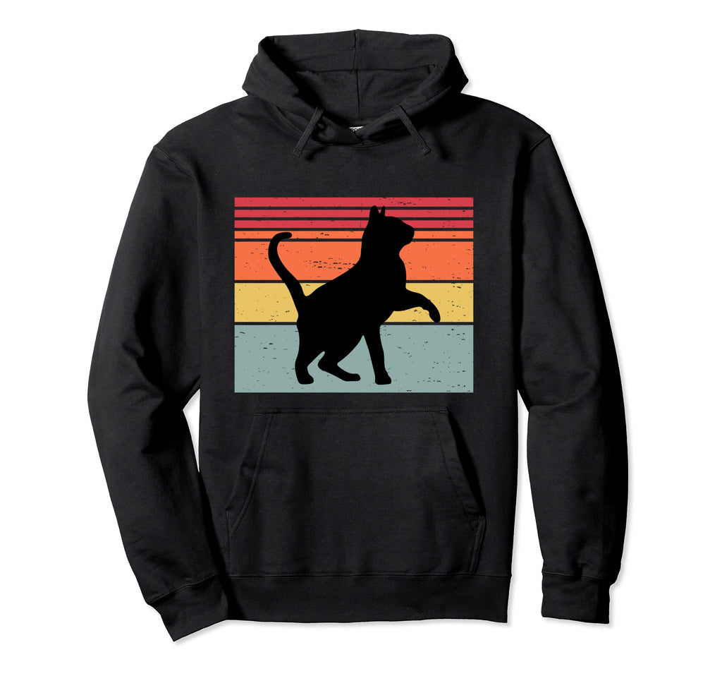 Cat Silhouette Sunset Stripe Hoodie - Minimalist Print Unisex - T-Shirt, Sweatshirt, Hoodie