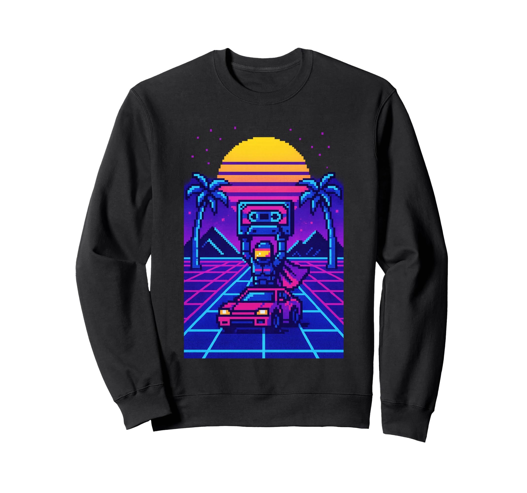 80S Synthwave Sweatshirt - Fun Novelty Design for Adults - T-Shirt, Sweatshirt, Hoodie