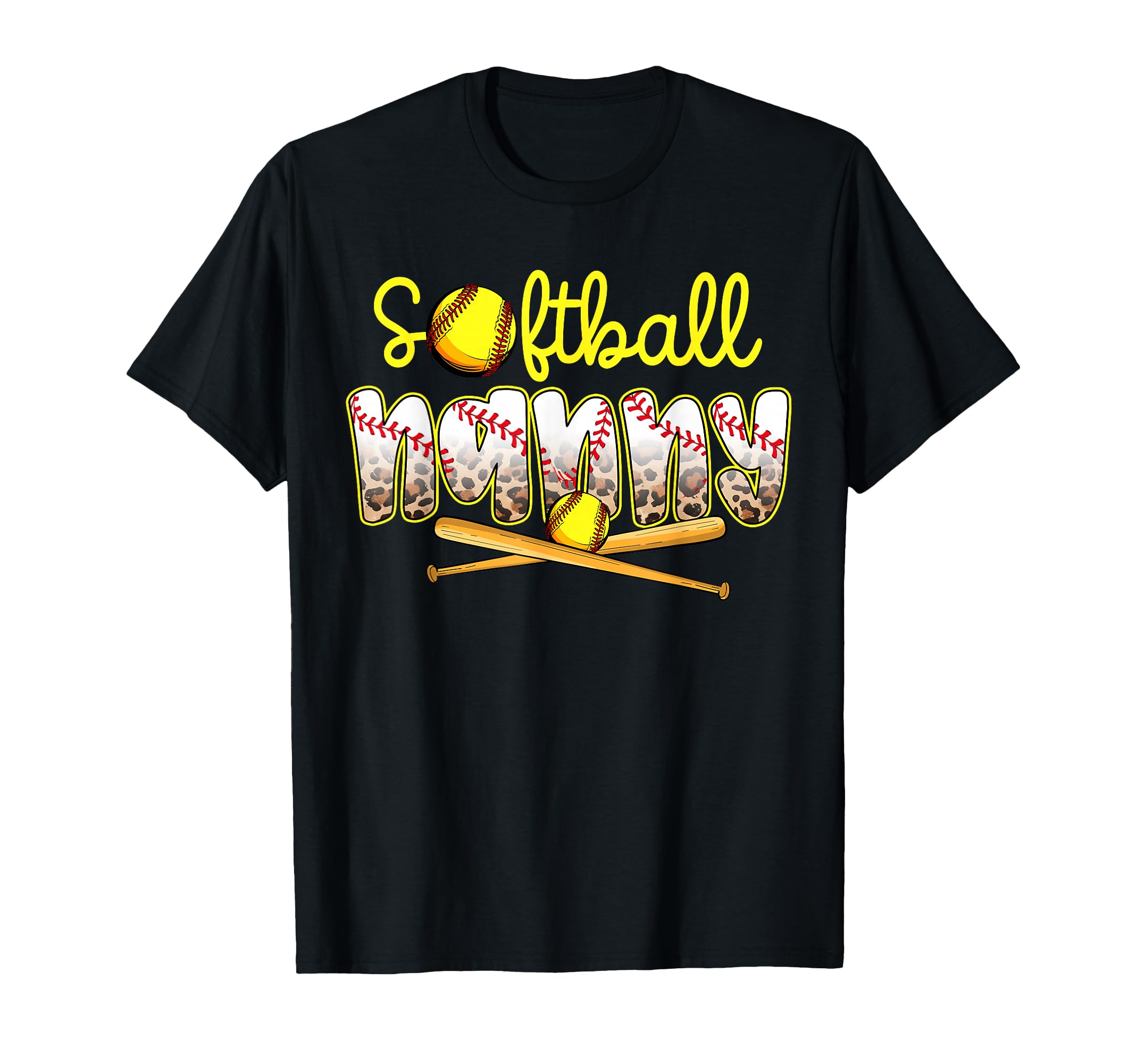 Softball Nanny Leopard Mothers Day T-Shirt - Unique Graphic Unisex - T-Shirt, Sweatshirt, Hoodie