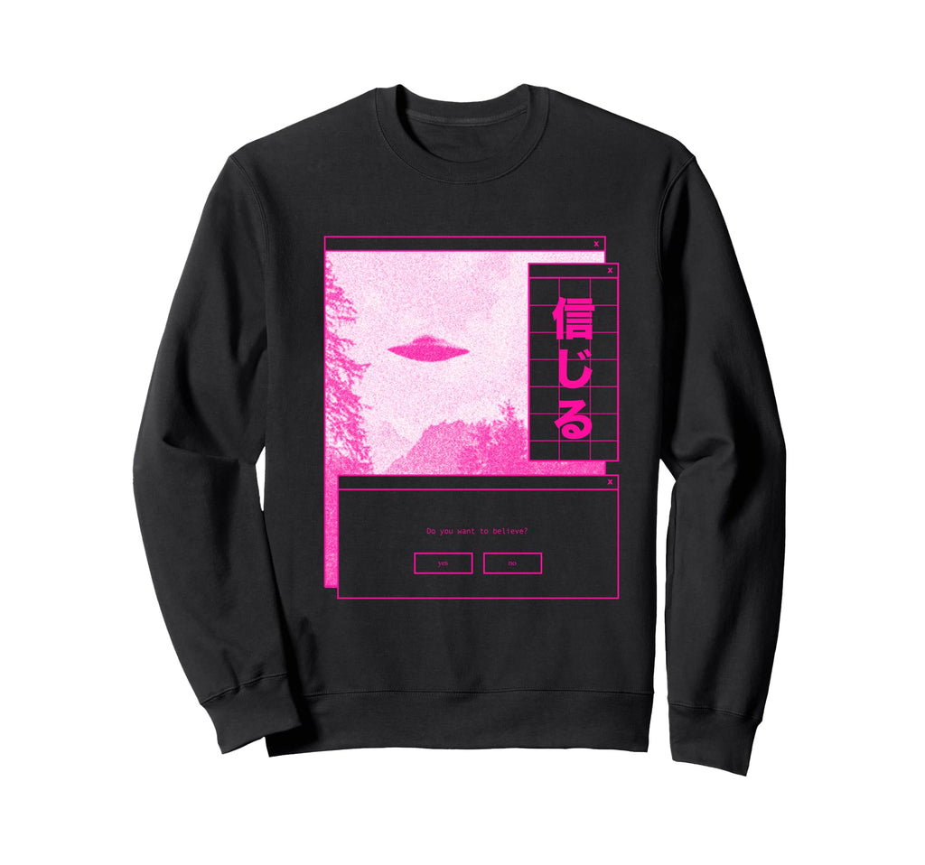 Ufo Vaporwave Aesthetic Japanese 80S Sweatshirt - Trendy Graphic Unisex - T-Shirt, Sweatshirt, Hoodie